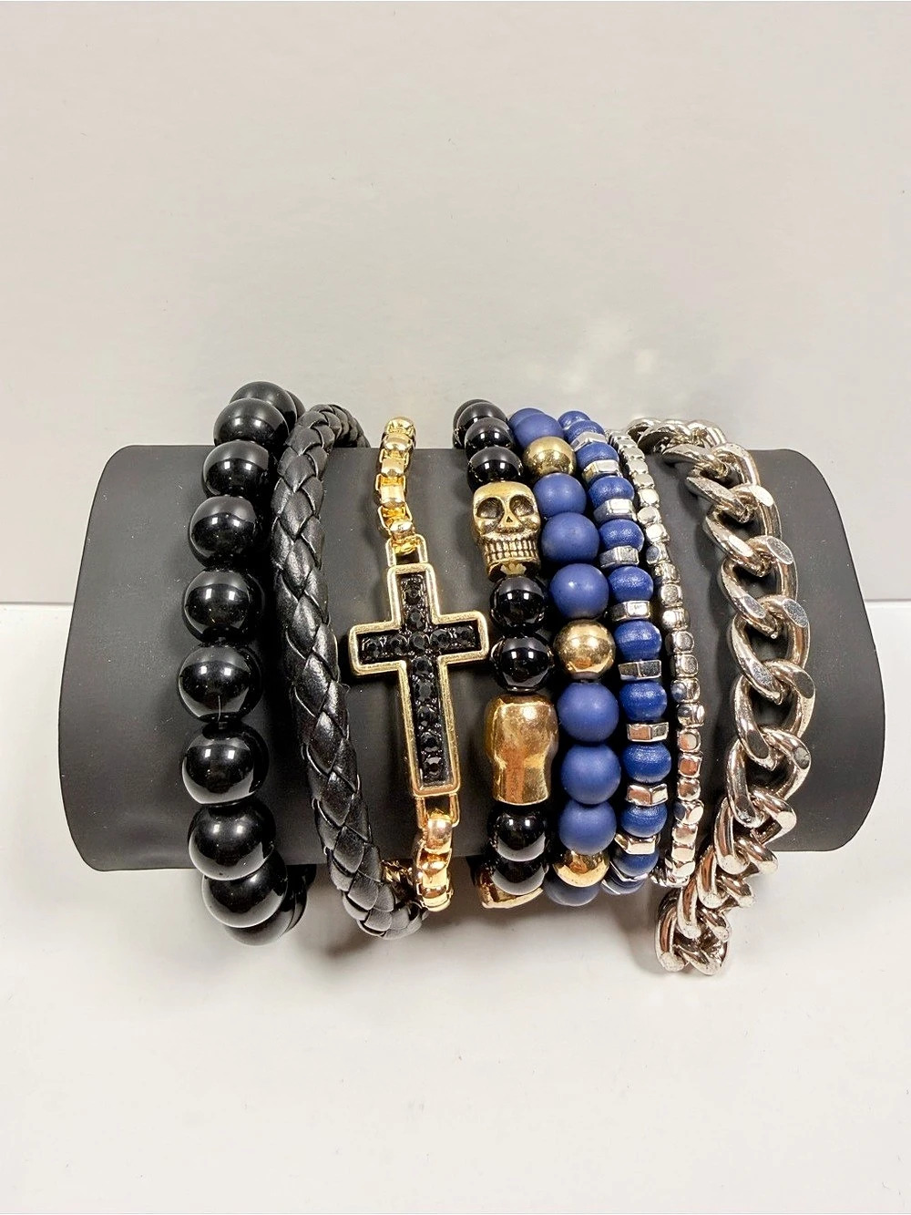 American Exchange Mens Multi-Piece Bracelet Set with Box Mens Bracelet Set in